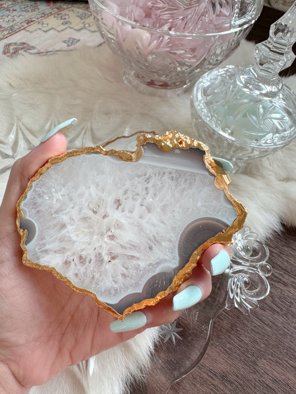 Agate Coaster with Gold Electroplating