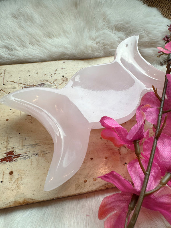 Pink Calcite Triple Goddess Moon Tray