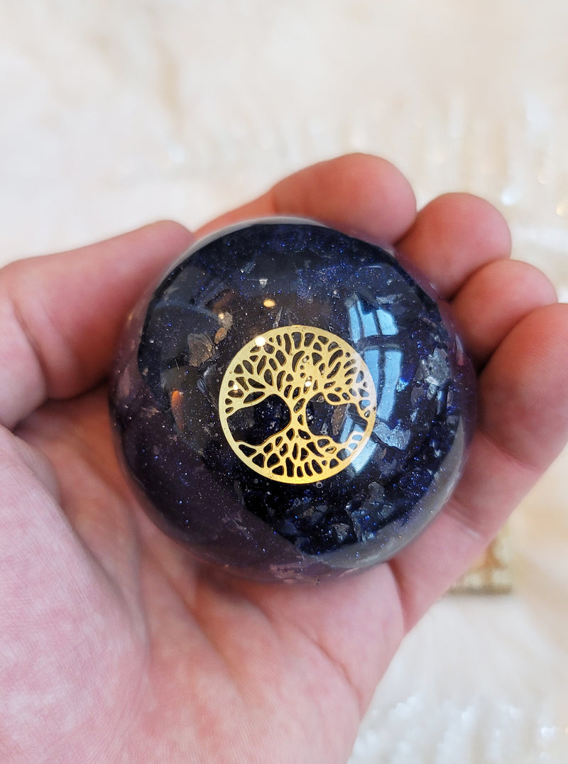 Blue Goldstone Orgonite Sphere