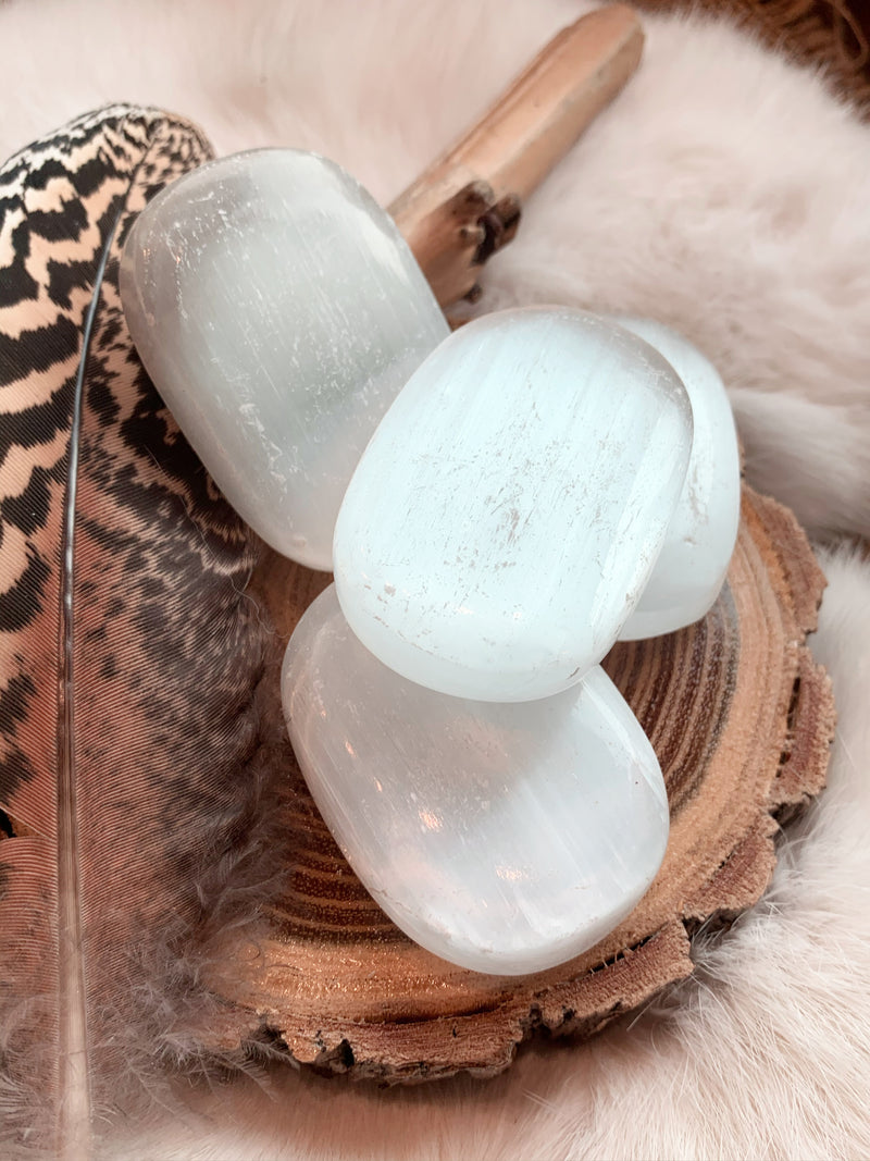 Selenite Palm Stone