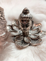 Buddha Lotus White Metal Incense Holder