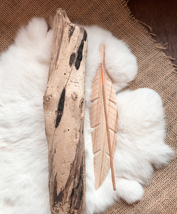Feather Wood Incense Holder