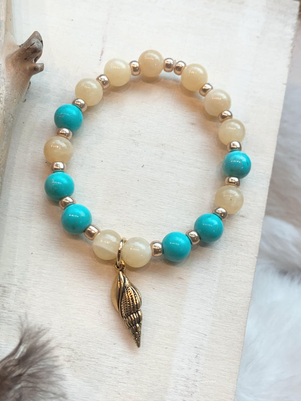 Calcite and Turquoise Bracelet