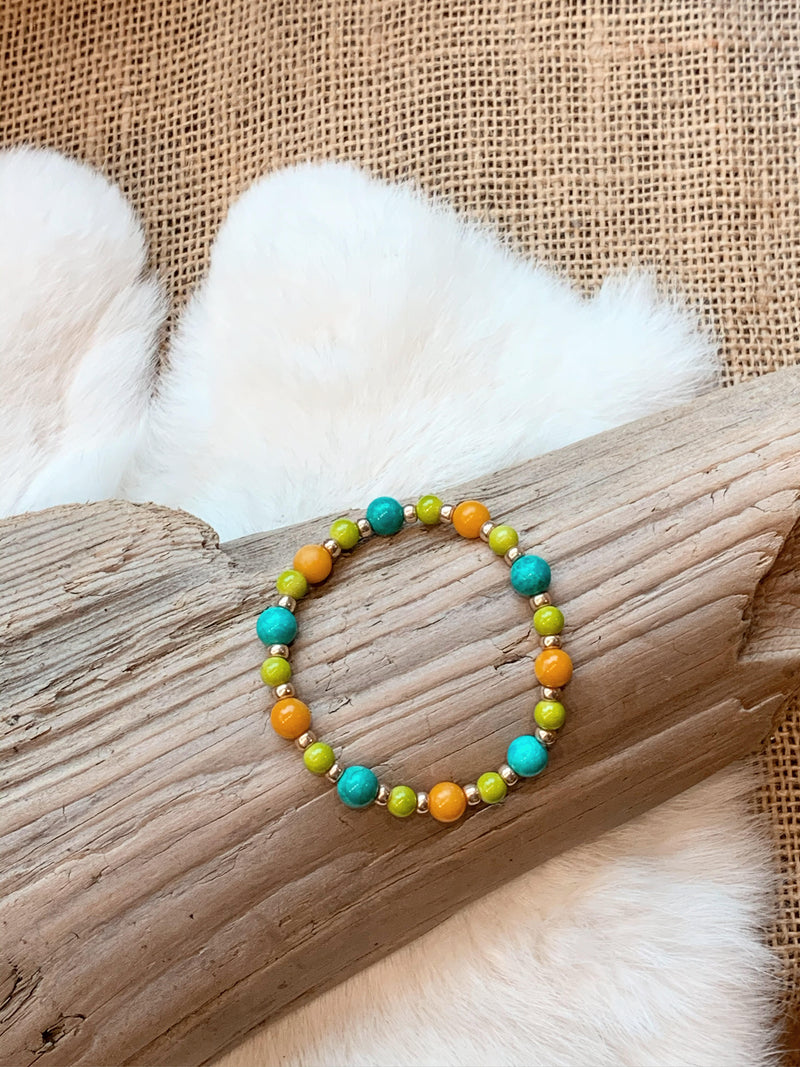 Turquoise and Dyed Jade Bracelet