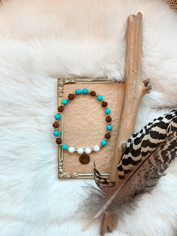 Turquoise and Rudhraksha Bracelet
