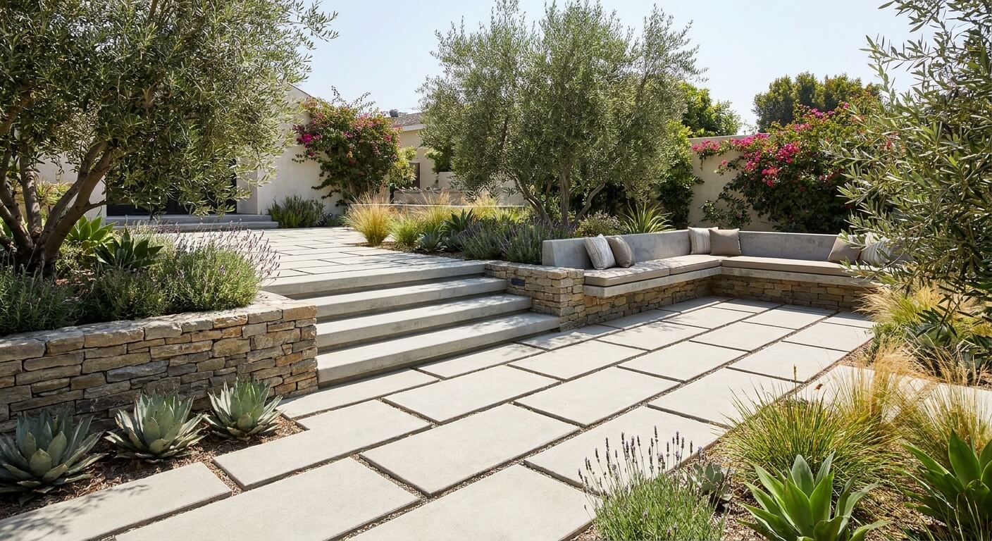 Outdoor living space in a Los Angeles backyard