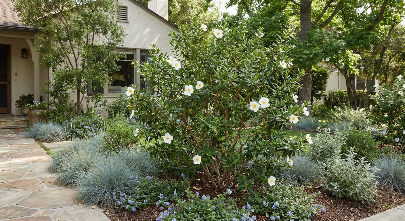 Evergreen currant groundcover in dry shade