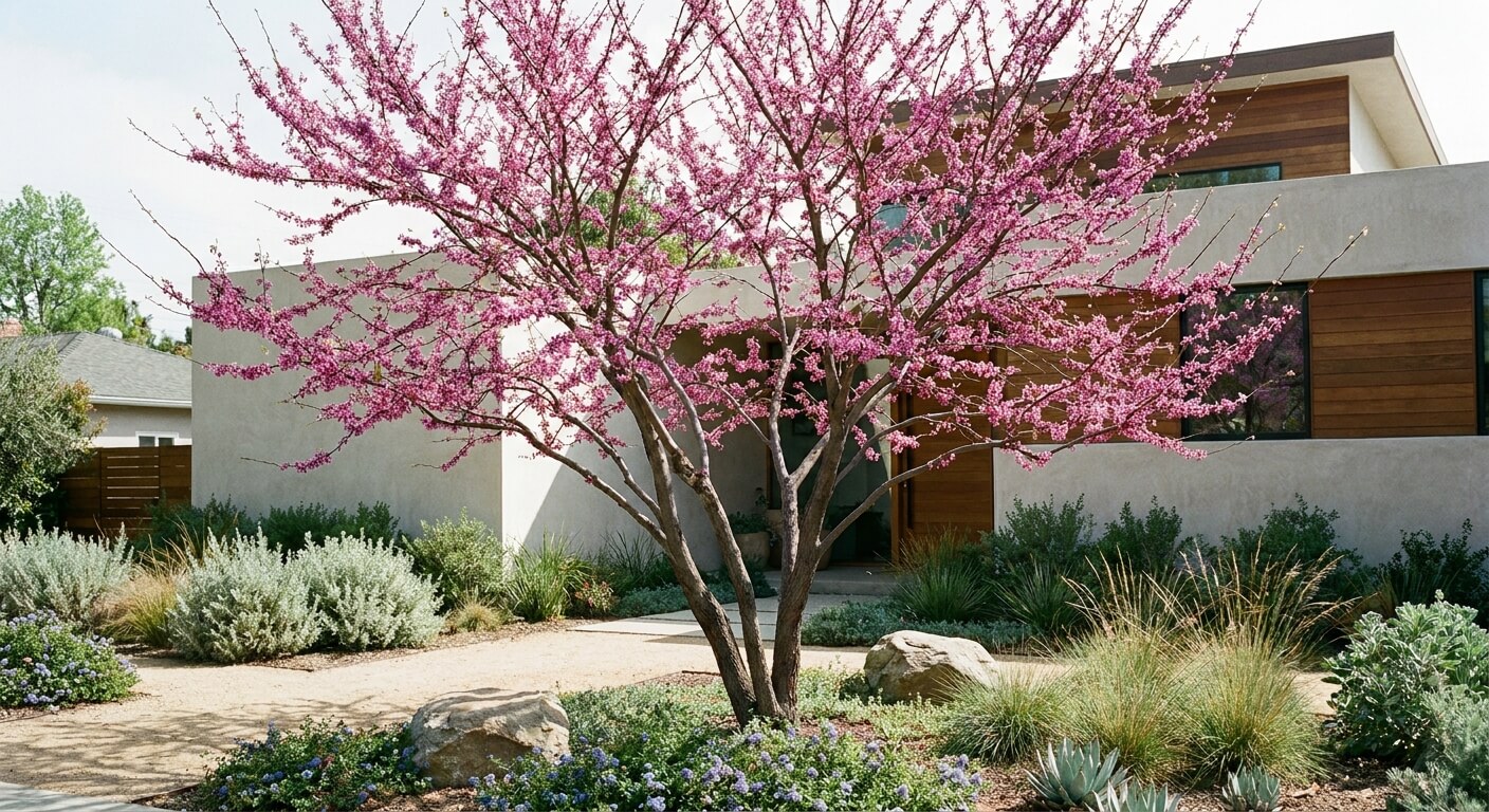 Western redbud with magenta spring flowers